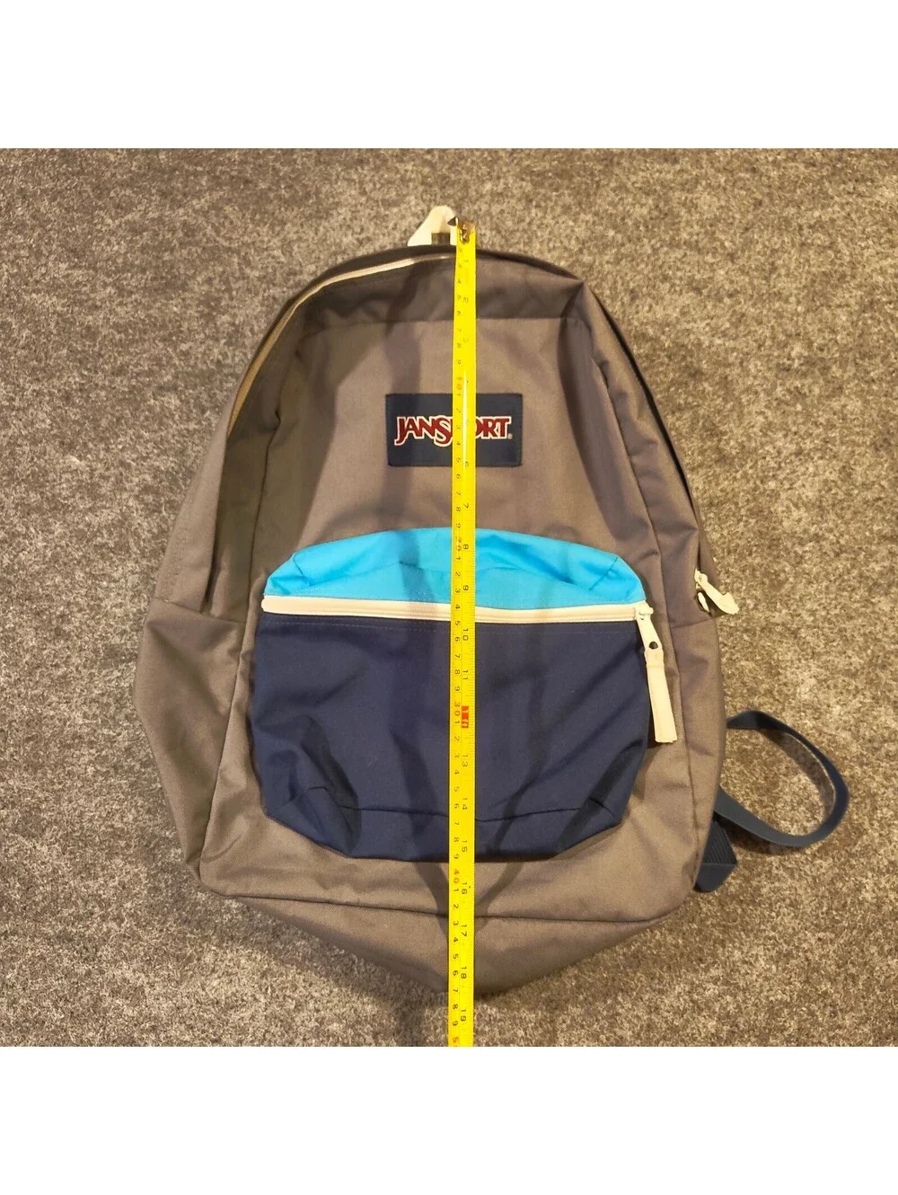 JanSport Gray Blue Colorblock Backpack School Bookbag Daypack